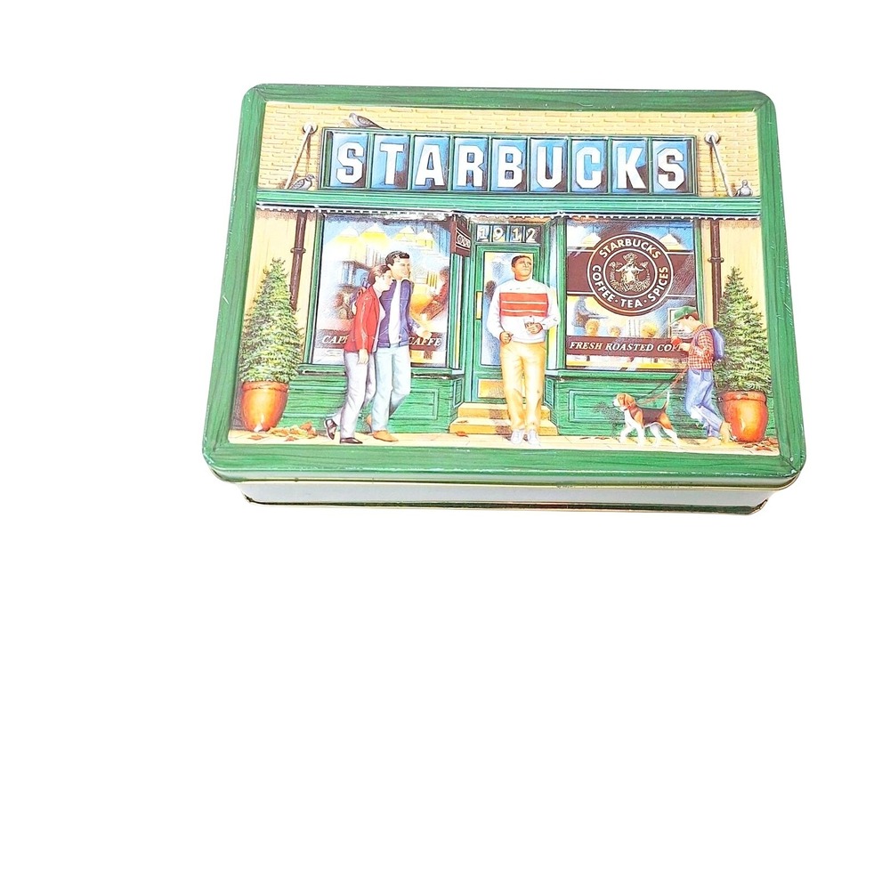 Vintage 1993 Starbucks Pike Place Market 1st‎ Store Collectible Cookie Tin Green